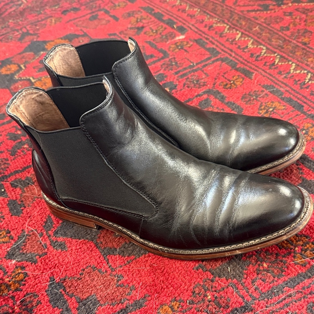 Stacy Adams Black Leather Ankle Boots
